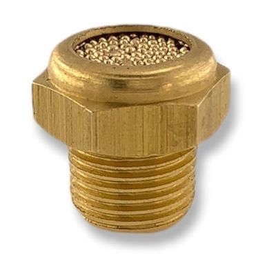 Silencer with riveted sintered spherical bronze tablet on a hexagonal brass  / NPT